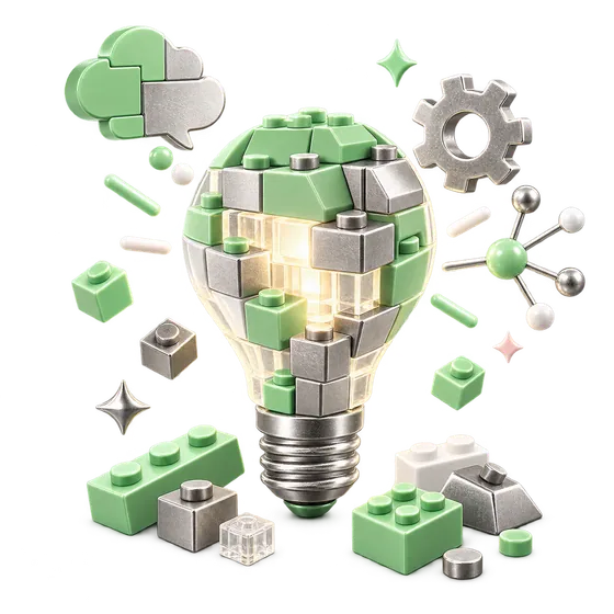 Een gloeilamp gebouwd van LEGO-bouwstenen
